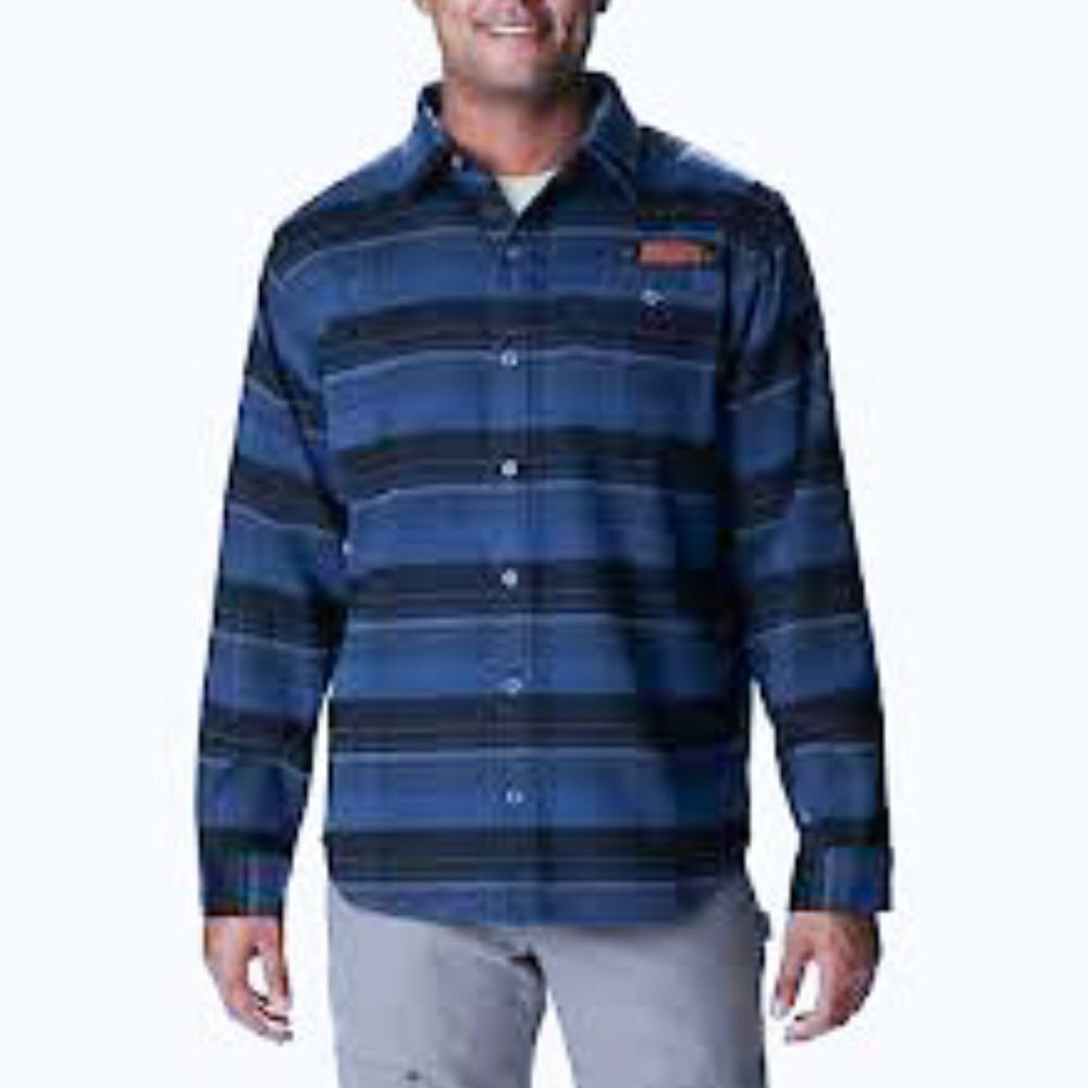 Columbia Omni Wick Flannel Shirt Blue and Black Size Large